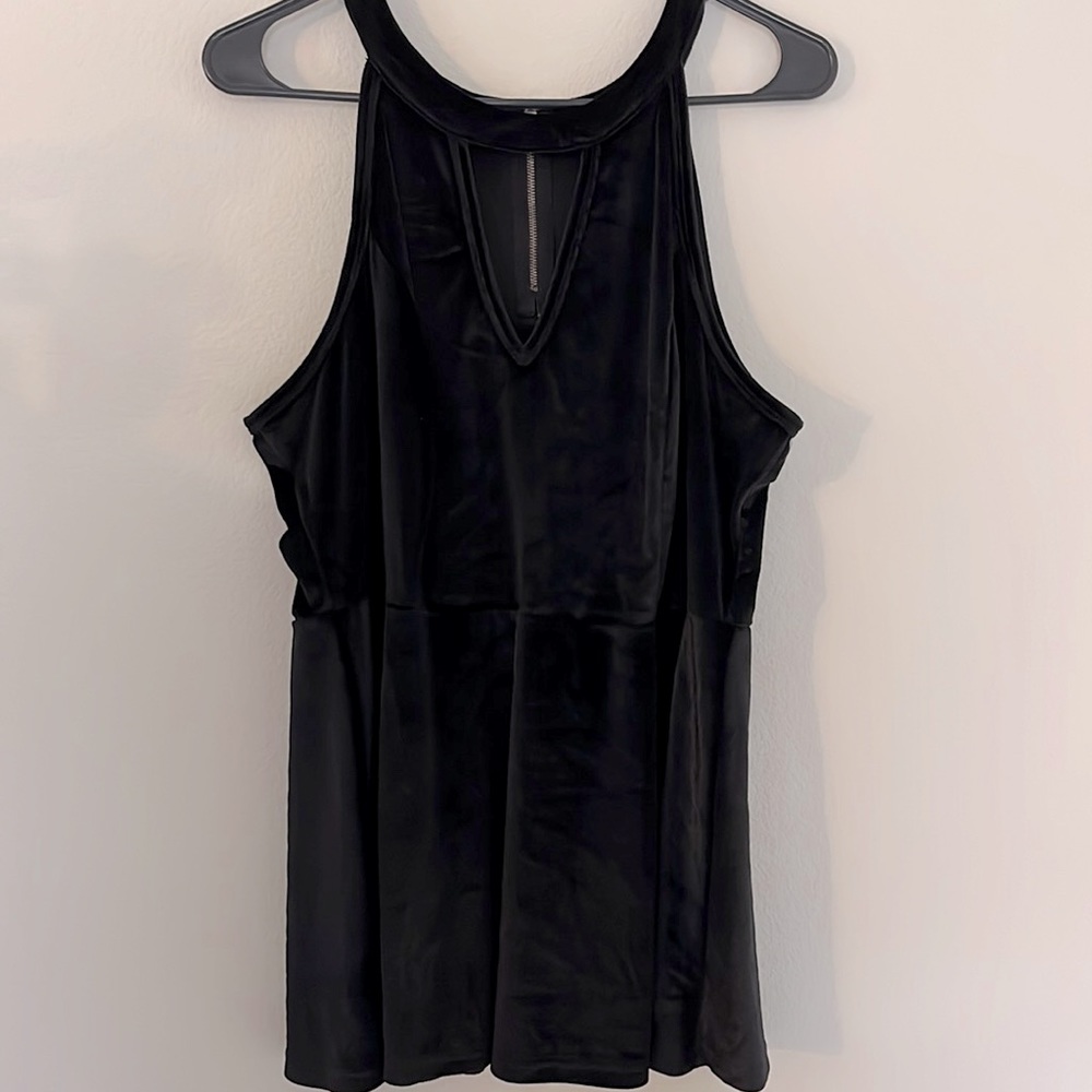 #325 Black Velvet Flare  Peplum Tank